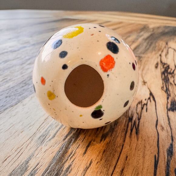 Vintage Ceramic Splatter Paint Speckled Easter Egg Decor, 3” - Picture 5 of 9